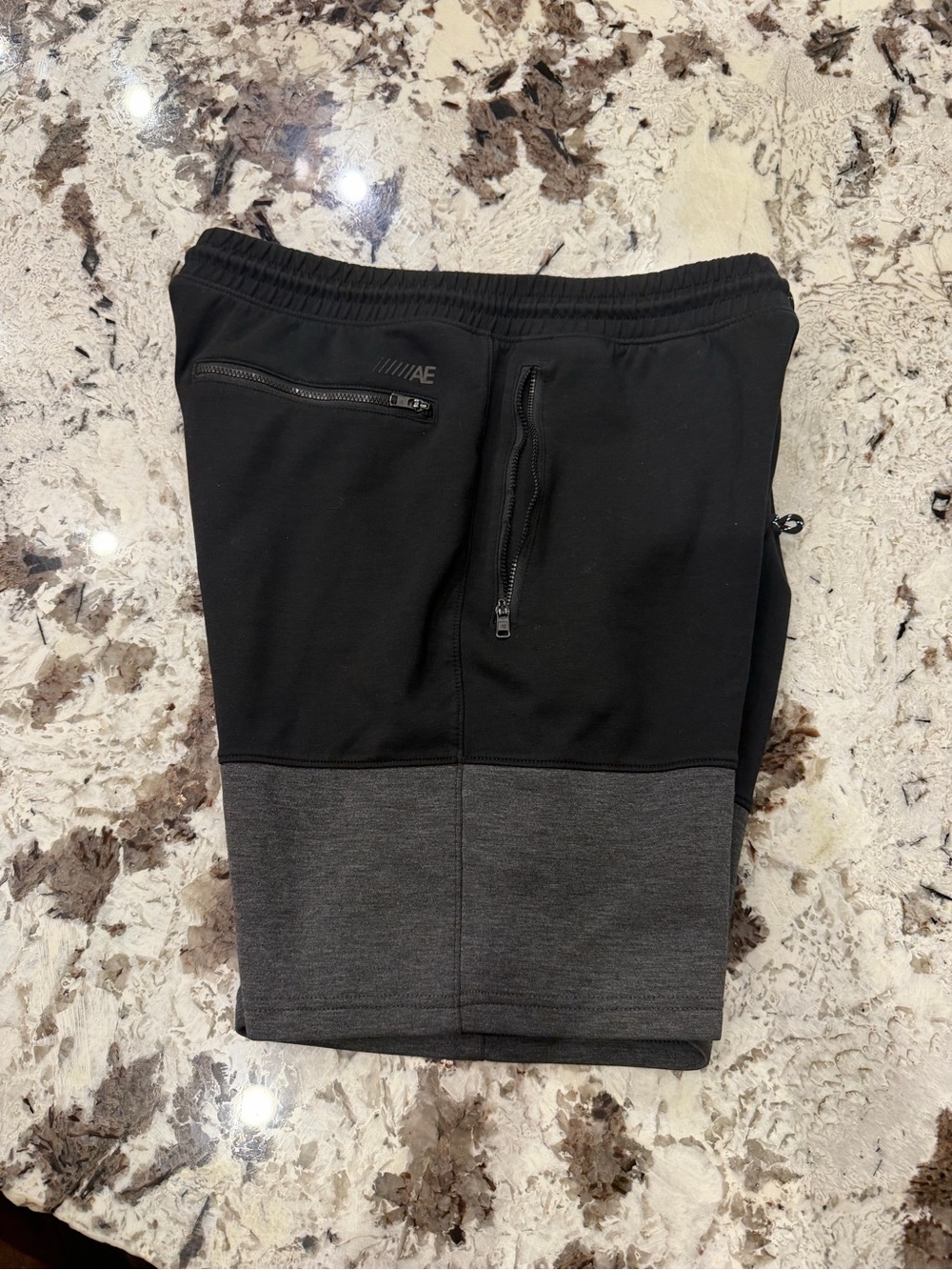 American Eagle Outfitters 24/7 Sweat-Two-Tone Black & Charcoal Athletic Shorts